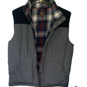 Third And Army Co Gray Heavy Vest Flannel Lining Corduroy Shoulders Men Sz XL